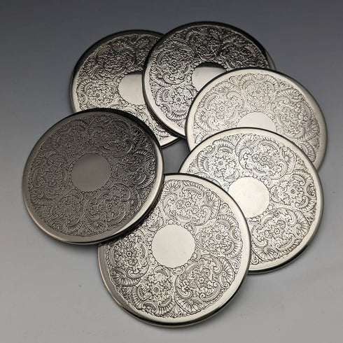 Set of 6 vintage silver-plated coasters